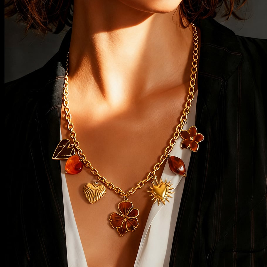 1 Piece  Flower Heart Sun Stainless Steel Women's Pendant Necklaces Picture4