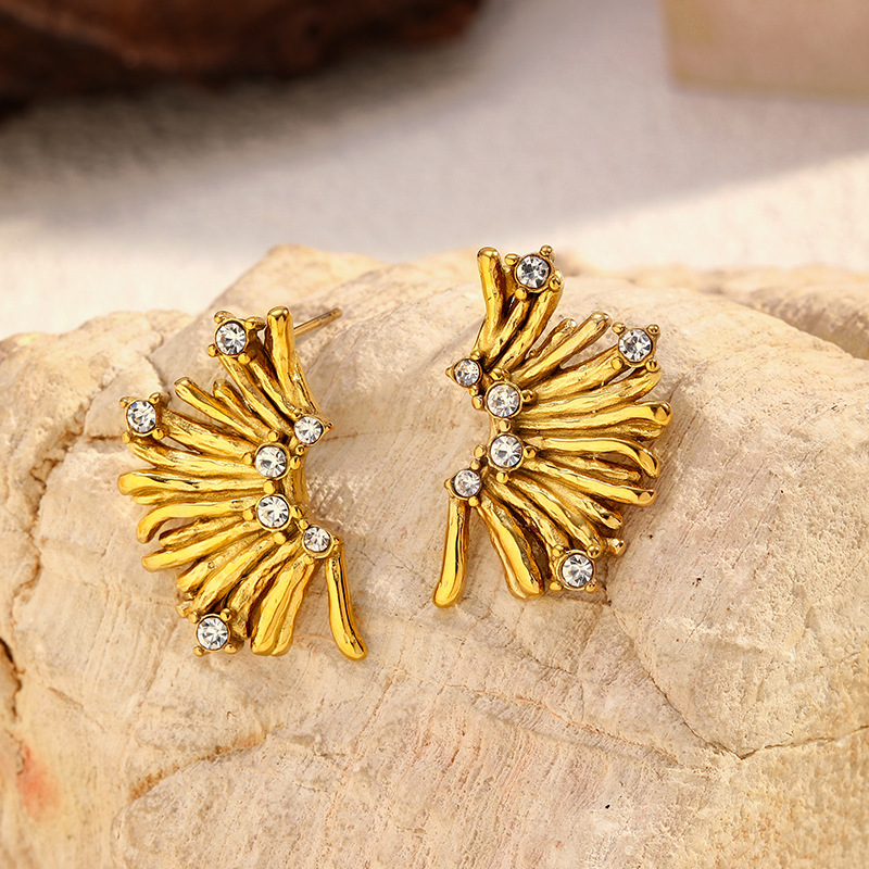 1 Pair Irregular Shape Stainless Steel Gold Color Stud Earrings h5Picture2