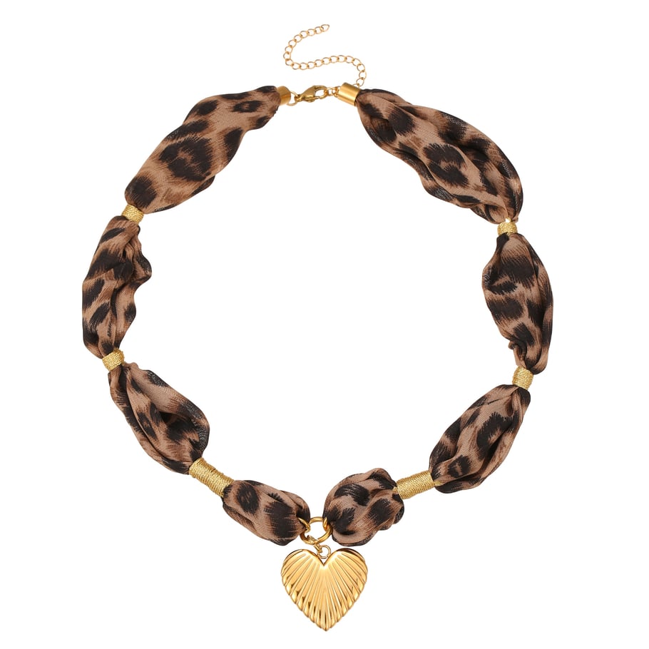 1 Stück Herz Leopardenmuster Edelstahl Gold Farbe Damen Anhänger Halsketten h5Bild5