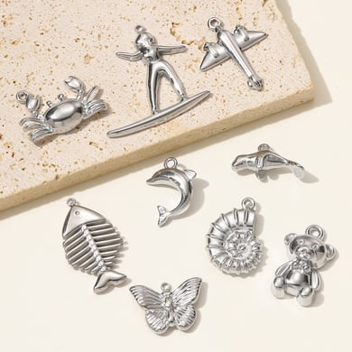 Pendentif papillon romantique en acier inoxydable pour femme, 1 pièce h5 Image3