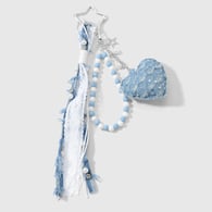 1 blue beaded heart keychain 