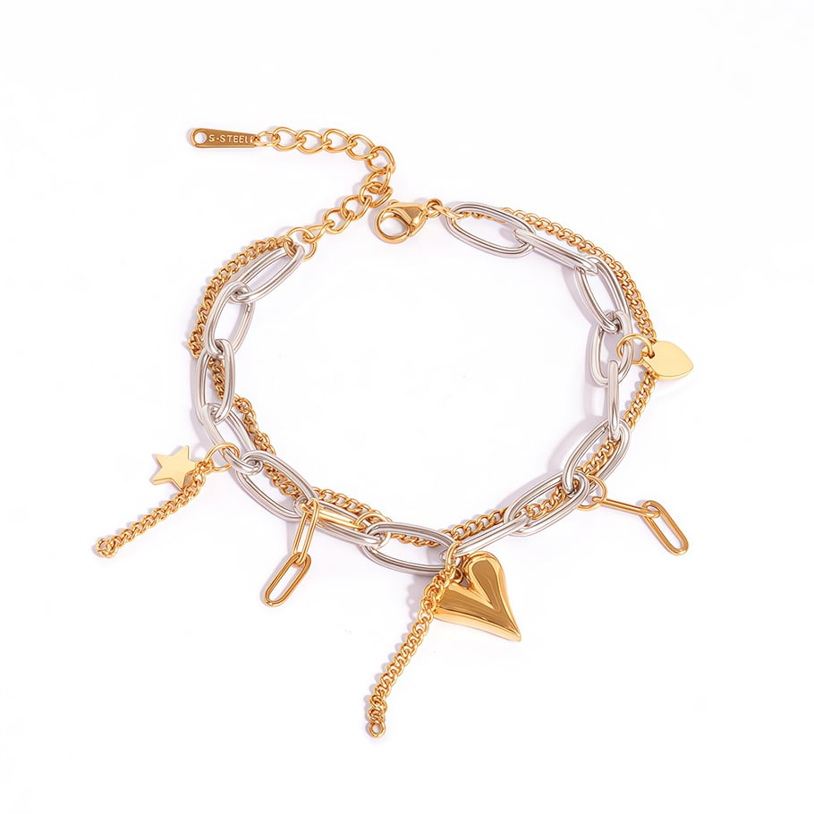 1 Stück lässige unregelmäßige Kreisform Edelstahl Damen Kettenarmbänder