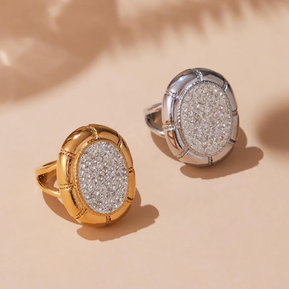 1 Piece Lustrous Clover Stainless Steel Gold Color Statement Rings 2