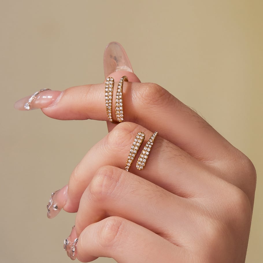 1 Piece Colorful Heart Stainless Steel Gold Color Zircon Women's Gemstone Rings Picture3