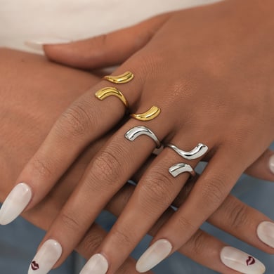 1 Stück einfache Statement-Ringe aus Edelstahl mit unregelmäßiger Form für Damen h5 Bild2