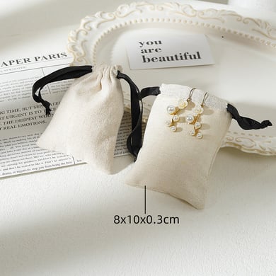 1 Piece Solid Color Cotton and Linen Drawstring Jewelry Bag h5 