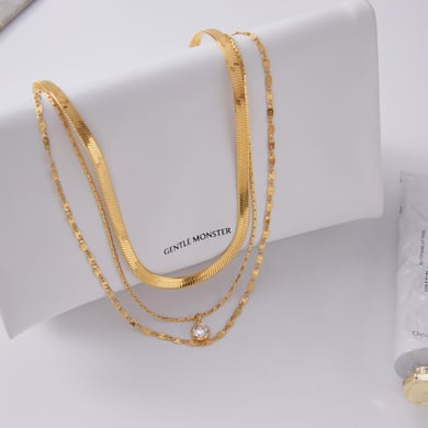 1 Piece Delicate Circle Stainless Steel Gold Color Zircon Women's Layered Necklaces h5 Picture5