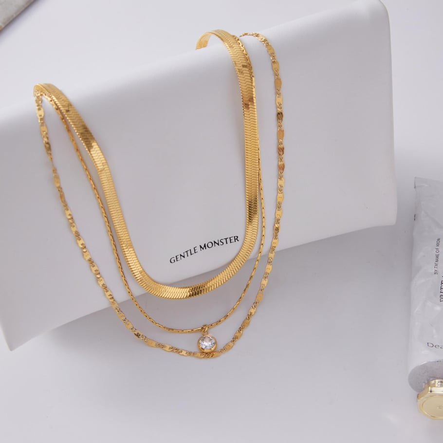 1 Piece Delicate Circle Stainless Steel Gold Color Zircon Women's Layered Necklaces Picture5