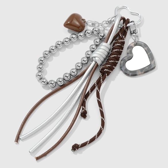 1 Piece Heart Mirror Acrylic Beads Bag Charm