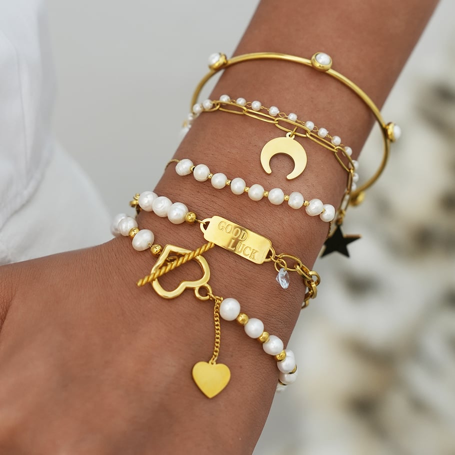 1 Stück unregelmäßig geformte Edelstahl-Kettenarmbänder in Goldfarbe für Damen h5Bild4