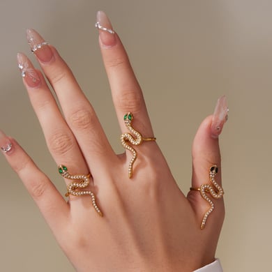 Sophisticated Snake Stainless Steel Gold Color Zircon Women's Jewelry Sets h5 Picture6