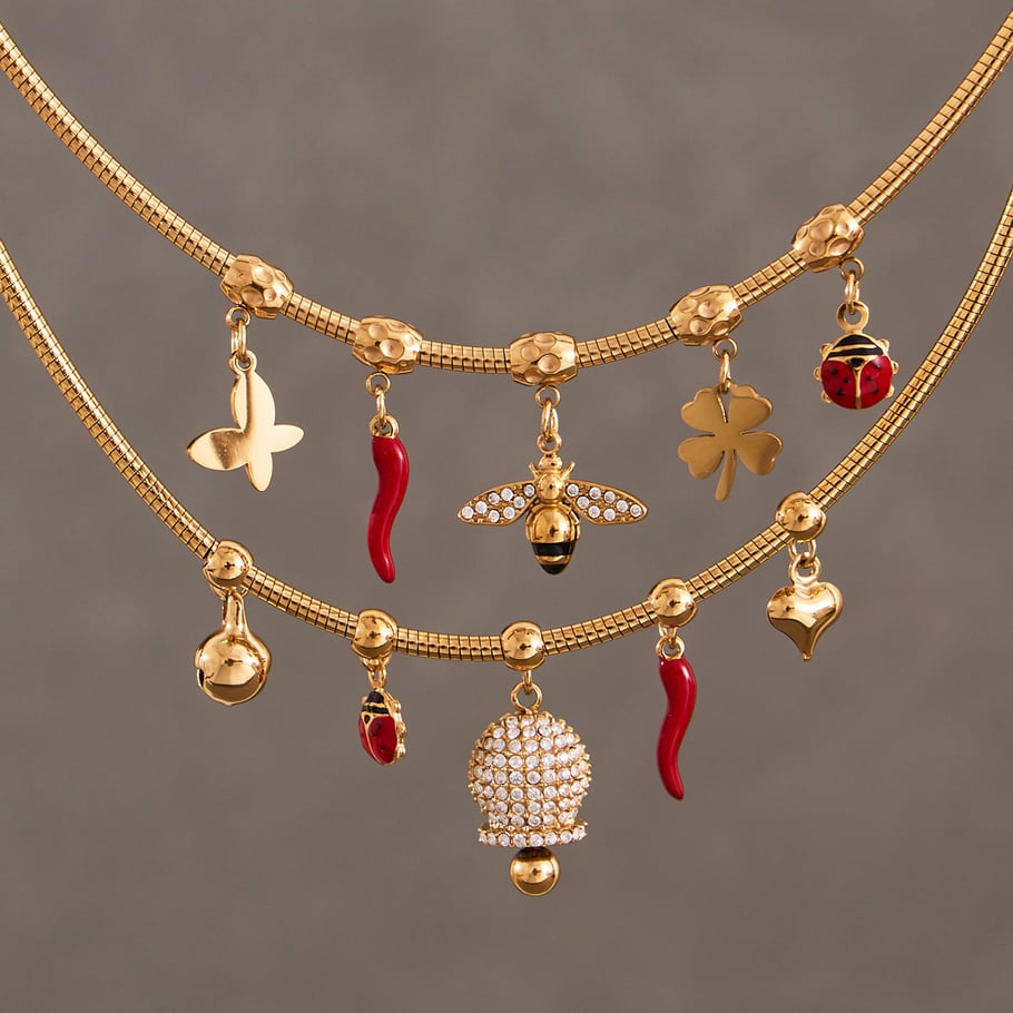 1 Stück anspruchsvolle Biene Edelstahl Gold Farbe Zirkon Damen Anhänger Halsketten h5Bild4