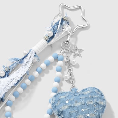 1 Piece Denim Heart with Plush Ball Bag Charm h5 Picture4