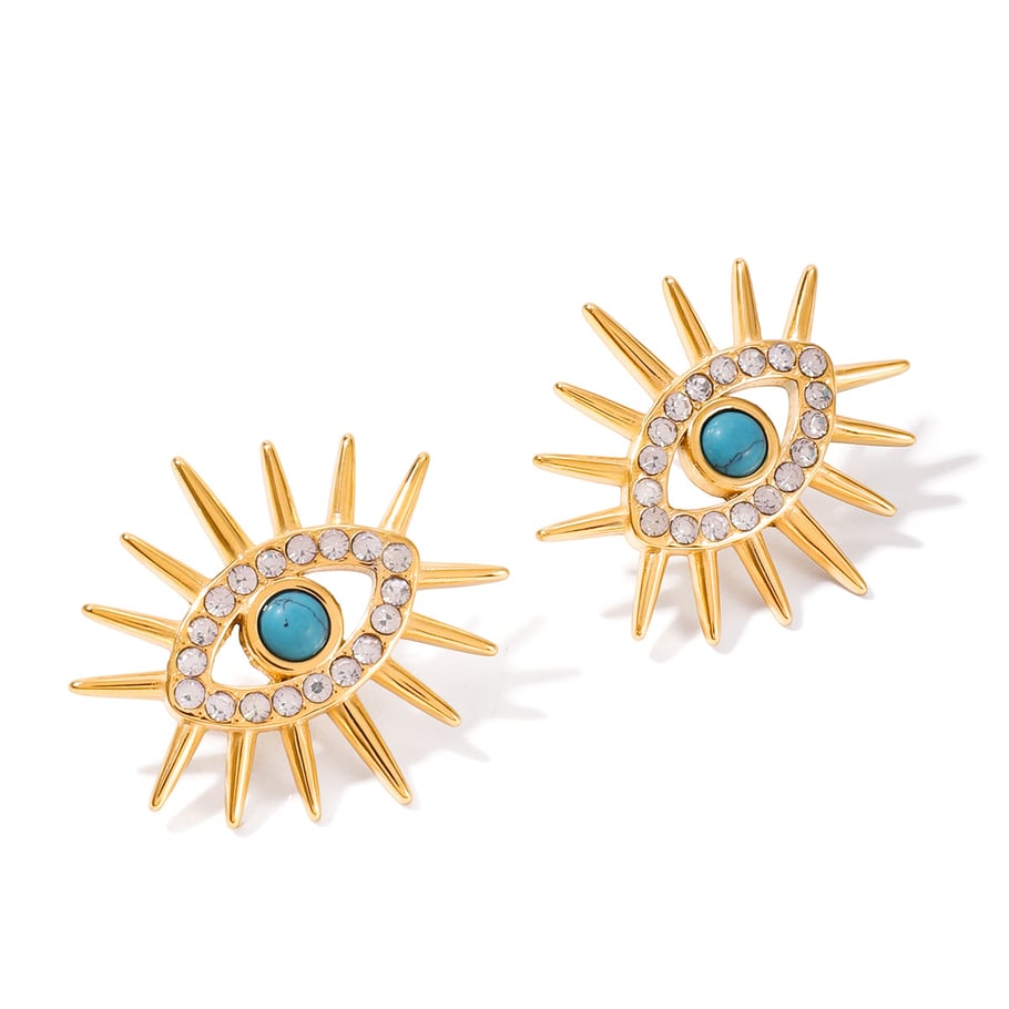 Retro Devil's Eye Stainless Steel Gold Color Calaite Women's Jewelry Sets