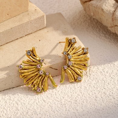 1 Pair Irregular Shape Stainless Steel Gold Color Stud Earrings h5 Picture4
