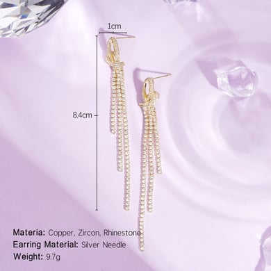 1 Pair Festive Series Heart Tassel Copper Dangle Earrings h5 