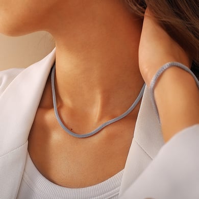 Conjunto de collar sencillo de acero inoxidable de color sólido h5 Imagen4