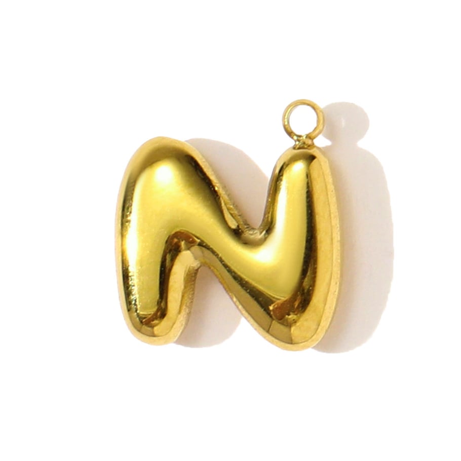 Pendentif pour femme en acier inoxydable couleur or avec lettre classique, 1 pièce Image2