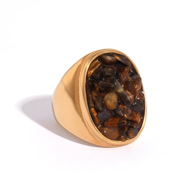 1 Piece  Retro Irregular Shape Stainless Steel  Gold Color Women's  Statement Rings h5 