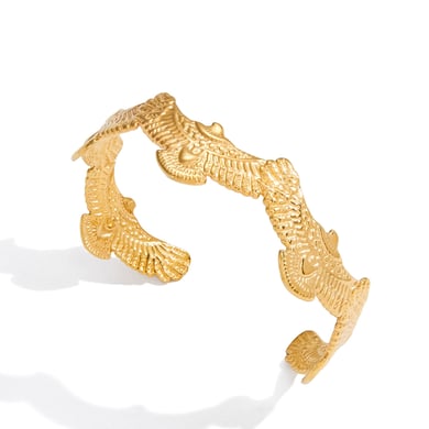 1 pulsera de acero inoxidable color dorado con diseño de paloma brillante para mujer h5 