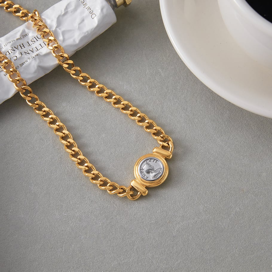 1 Piece Simple Figure Gold&Silver Colors Stainless Steel Women's Chain Necklaces h5Picture7