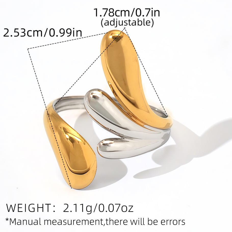 1 pezzo semplice anello da donna in acciaio inossidabile color oro dalla forma irregolare Immagine2