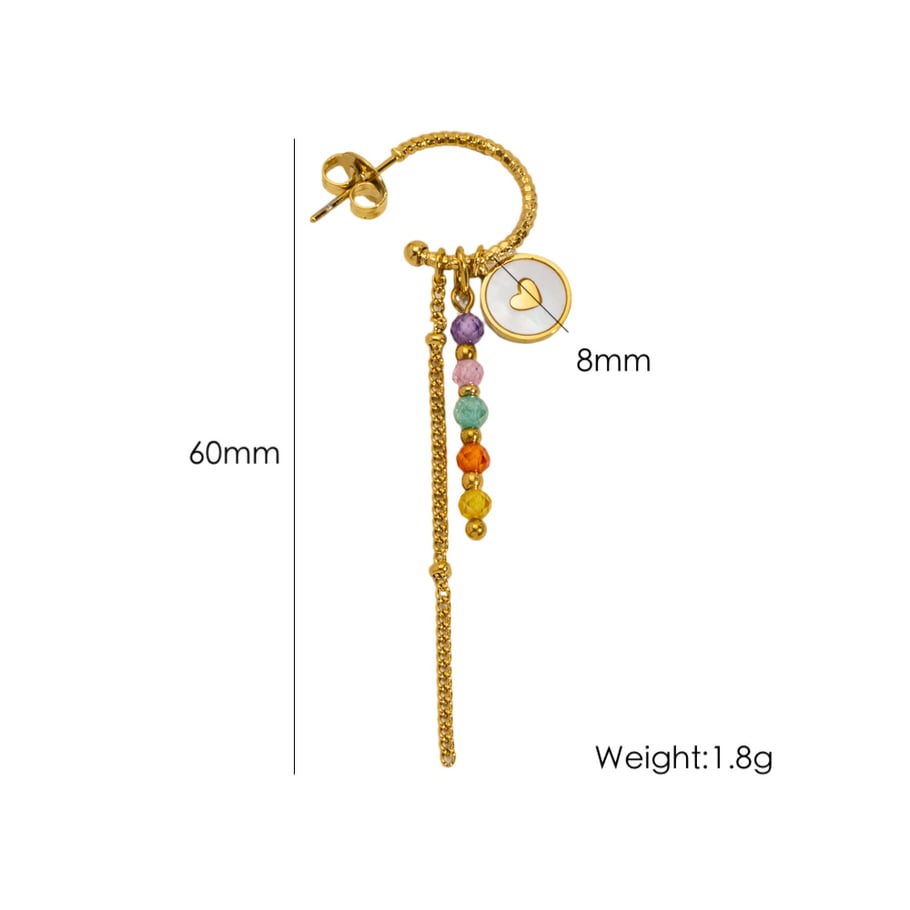 1 Piece Long Tassels Sweet Flower Heart Stainless Steel Women's Dangle Earrings 