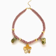 Collier chaîne fleur rose Image2