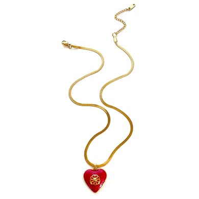 1 Piece Enamel Heart Stainless Steel Gold Color Pendant Necklace h5 