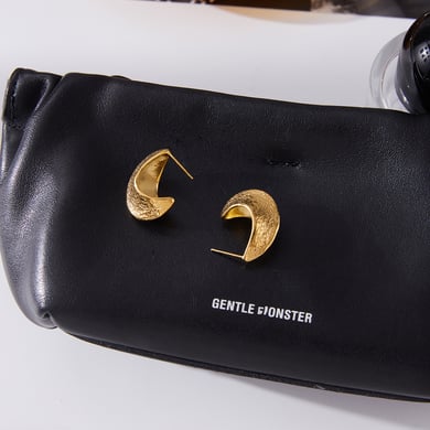 1 Paar Creolen für Damen, klassisches Hammermuster, Edelstahl, goldfarben h5 Bild4