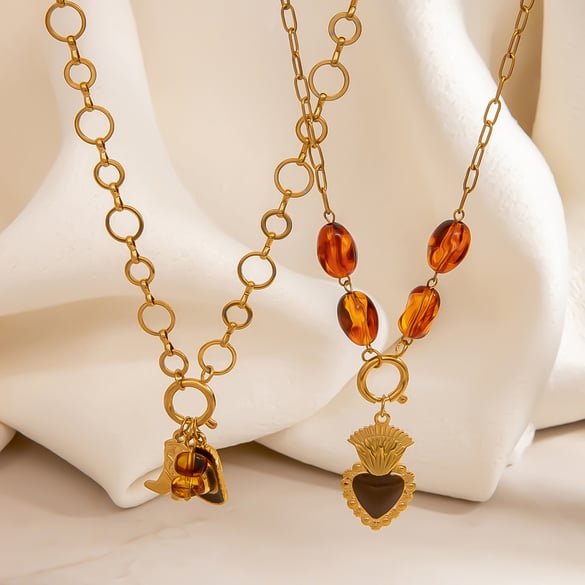 1 Piece Ethnic  DIY Heart Stainless Steel Women's Pendant Necklaces 2