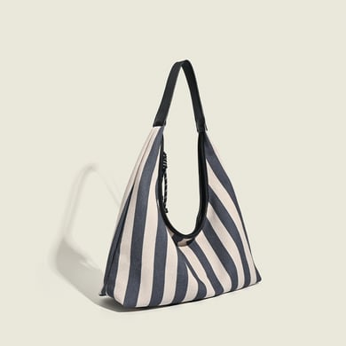 Borsa a tracolla da donna in tela casual a strisce, serie semplice, 1 pezzo h5 Immagine2