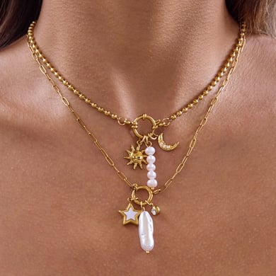 1 pezzo squisito cuore sole in acciaio inossidabile color oro perla collana pendente da donna h5 Immagine8