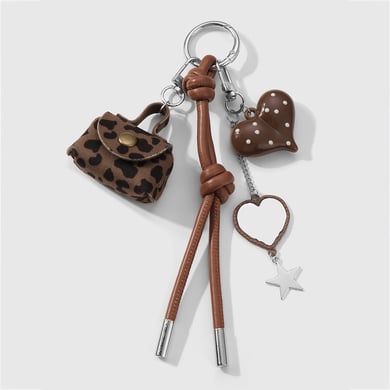1 Piece Retro Acrylic Heart Leopard Print Bag Charm h5 Picture3