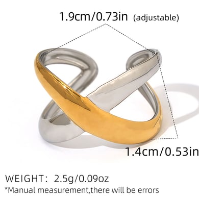1 pezzo semplice anello da donna in acciaio inossidabile color oro dalla forma irregolare h5 Immagine2