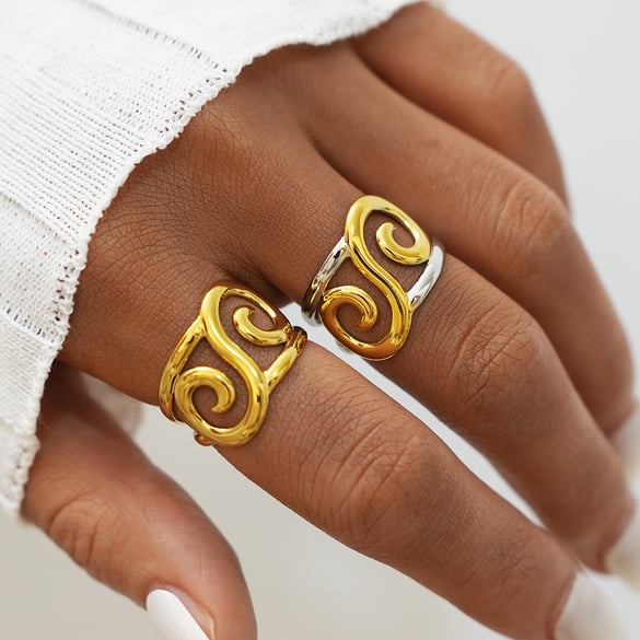 1 Piece Simple Casual Irregular Shape Infinity Stainless Steel Gold Color Women's Statement Rings