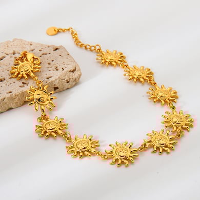 1 Piece  Natural Sun Patchwork Stainless Steel  Gold Color  Anklets h5 Picture2