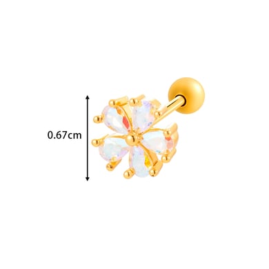 1 stuk bloem koper goud kleur zirkoon piercing oorbel h5 Afbeelding2