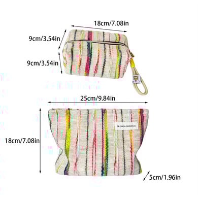1 bolsa de maquillaje para mujer con diseño de rayas de arcoíris y bloques de color h5 Imagen6