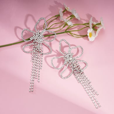 1 Pair Festive Series Flower Tassel Copper Dangle Earrings h5 Picture4
