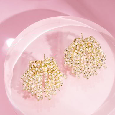 1 Pair Festive Series Flower Tassel Copper Stud Earrings h5 Picture2