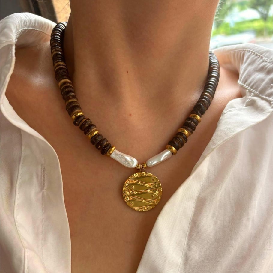 1 Piece Wooden Beads Pendant Necklace Picture3