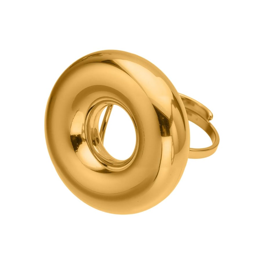 1 Piece Sleek Circle Stainless Steel Gold Color Statement Rings 