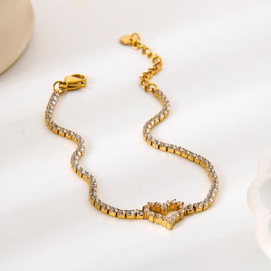 1 Piece  Sweet Heart Stainless Steel  Gold Color  Women's Chain Bracelets h5 Picture2
