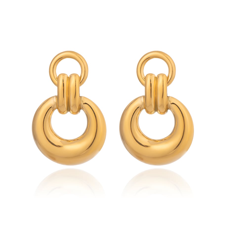 1 paio di orecchini a bottone in acciaio inossidabile color oro Immagine5