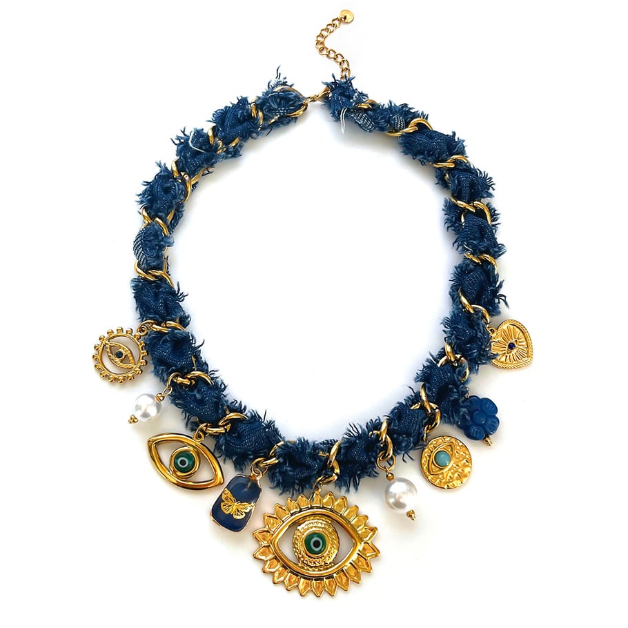 Collana con ciondolo in tessuto con occhio del diavolo di lusso, 1 pezzo 