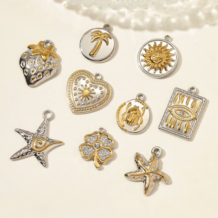 1 Piece Simple Mixed Gold Color And Silver Colors Stainless Steel Women's Pendants Picture3