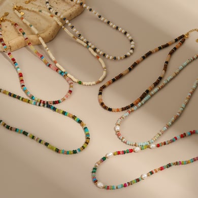 1 Piece Ethnic  Bohemian Beads Stainless Steel   Gold Color  Women's Chain Necklaces h5 Picture3