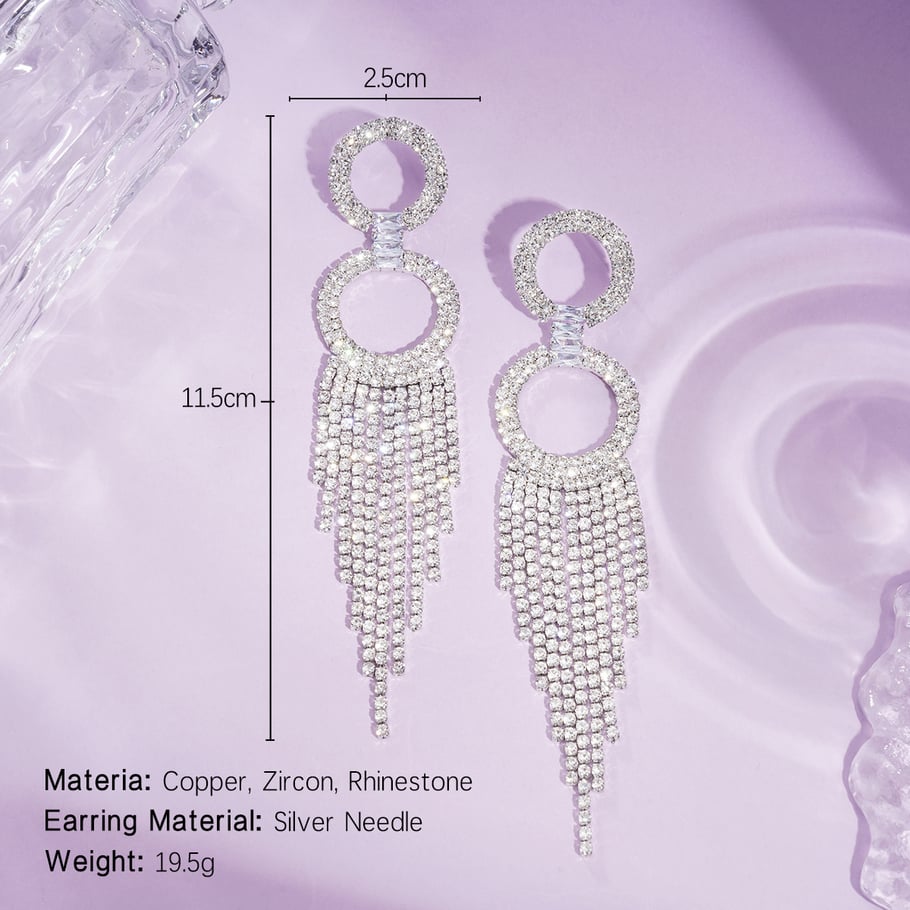 1 Pair Festive Series Tassel Circle Dangle Earrings 