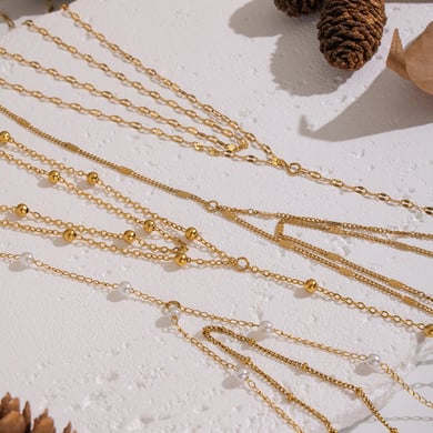 Set di collane in acciaio inossidabile color oro con catena a forma di Y h5 Immagine3